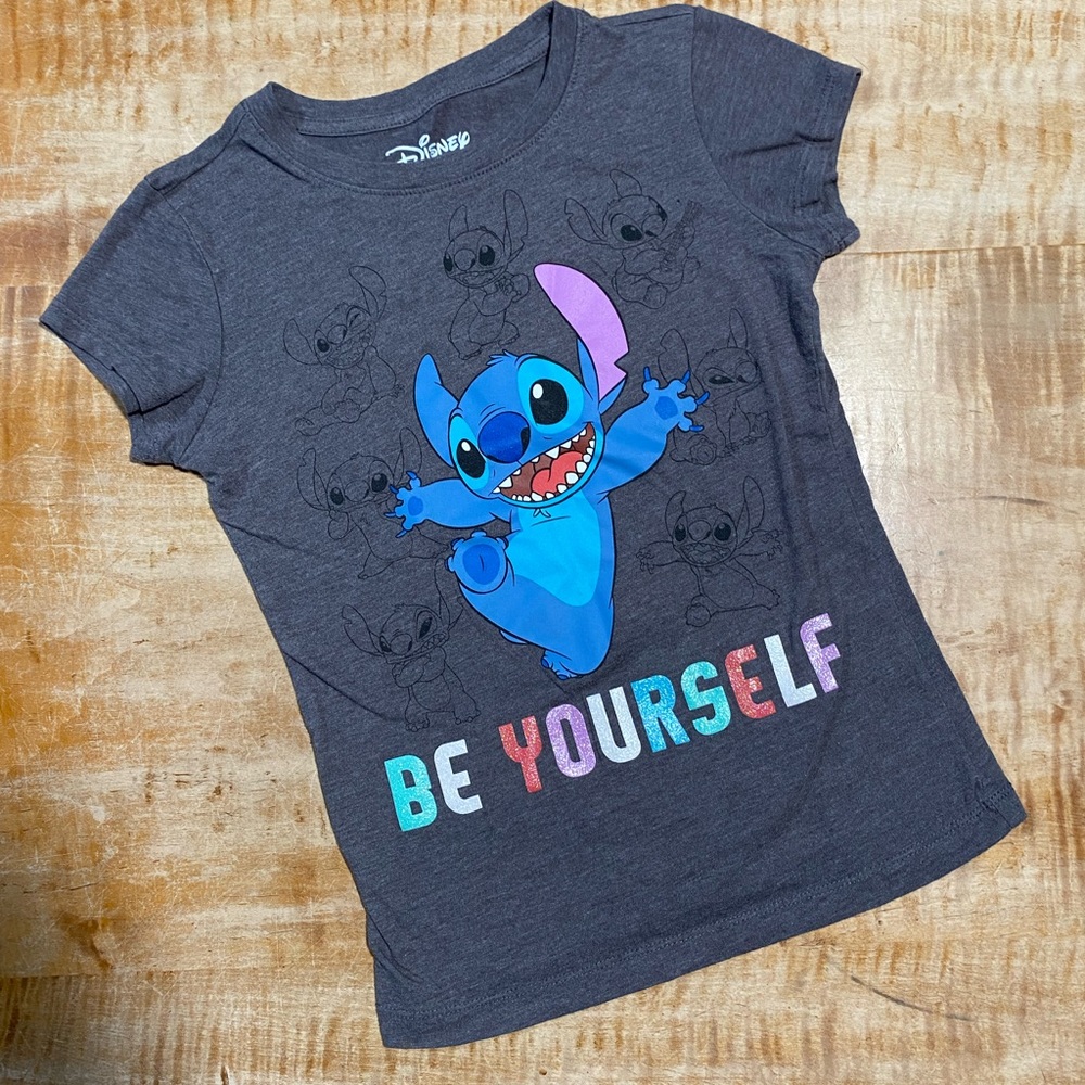 Disney Stitch “Be Yourself” T-shirt - size medium with glittery letters